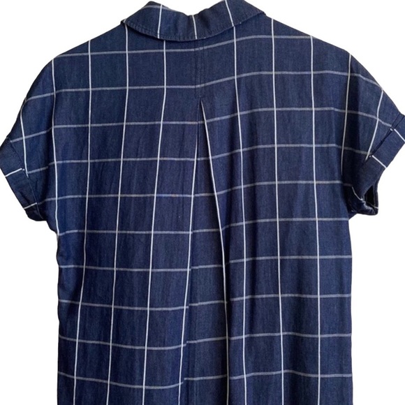 *NWOT* Max Studio Denim/Chambray Windowpane Collared Button Down Shirt Dress - Picture 6 of 12